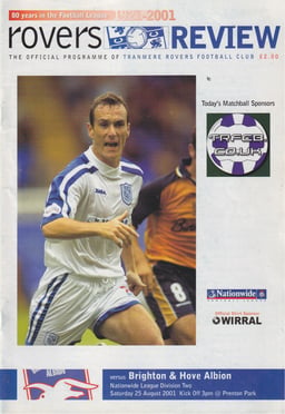 Tranmere Rovers v Brighton & Hove Albion Match Programme 2001-08-25
